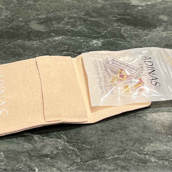 Adina Eden Jewels Earrings Solitaire Round Stud Pink CZ Stones Post Back NWT - Picture 4 of 7